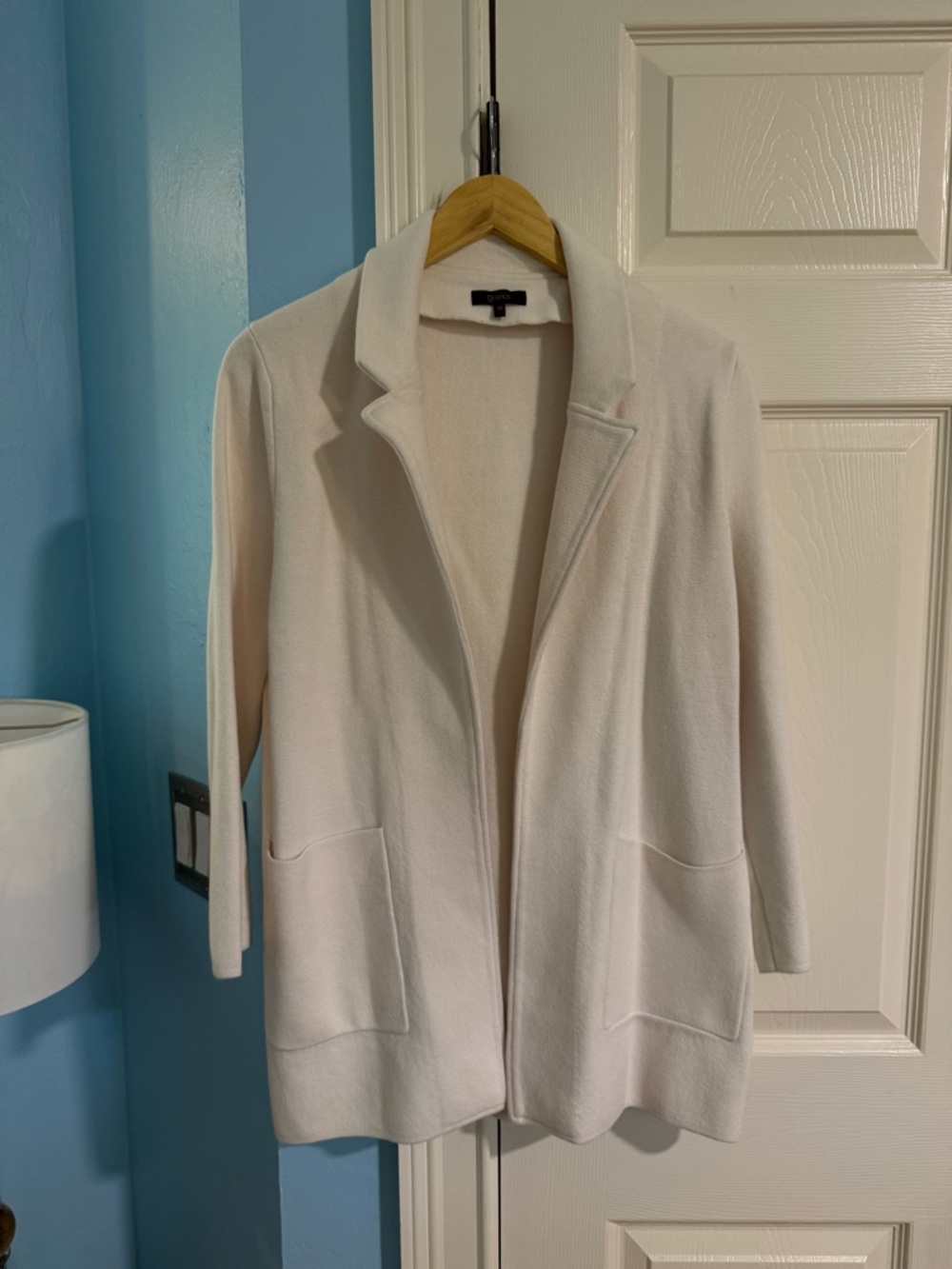 Quince Cream Open-Front Knit Blazer